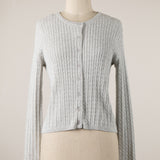 Cable Knit Button Down Cropped Cotton Cardigan