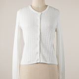Cable Knit Button Down Cropped Cotton Cardigan