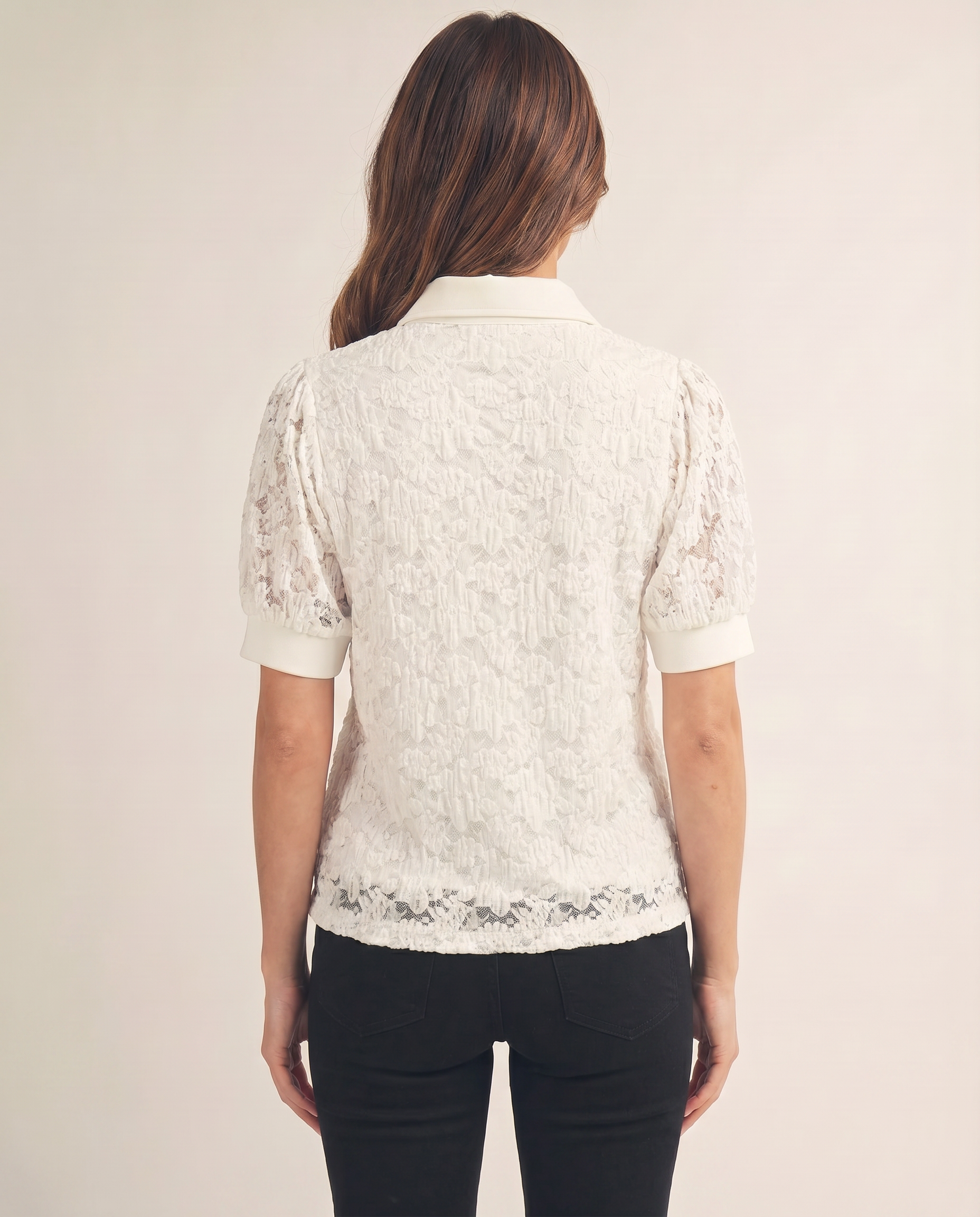 Camille Lace Polo Top (detail view 4)