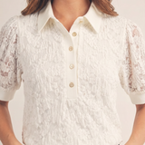 Camille Lace Polo Top (detail view 2)