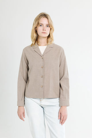 Camp Collar Long Sleeve Button Down Shirt