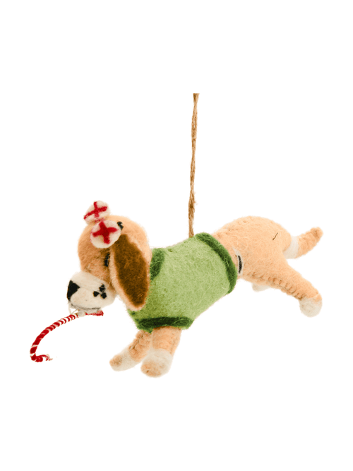 Candy Cane Wool Felt Dog Ornament