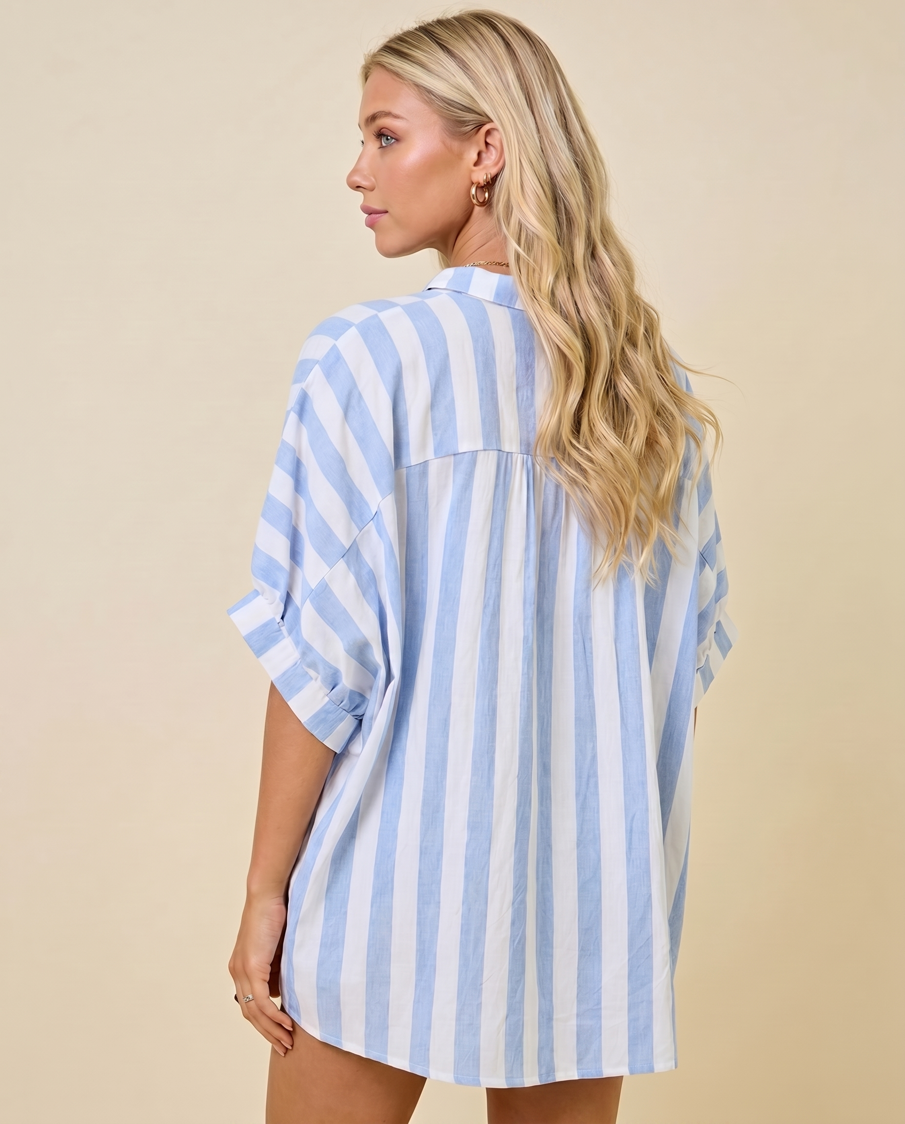 Capri Relaxed Button Down – Relaxed Coastal Linen Button-Down Shirt (detail view 3)