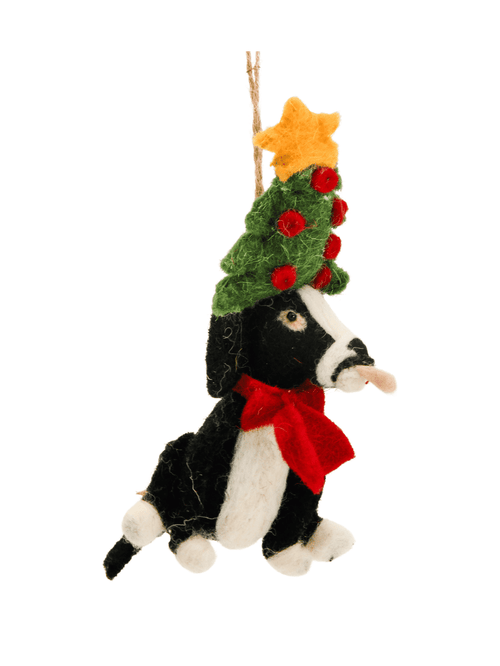 Christmas Tree Wool Felt Dog Ornament