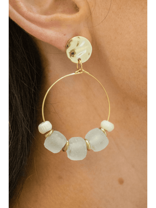 Clear Chasing Waves Earrings- Handmade by MSC