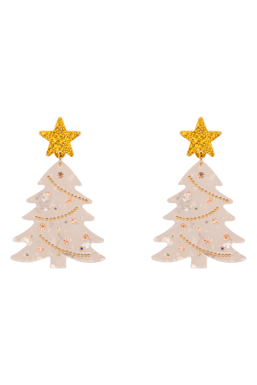 Clear Christmas Tree Earrings