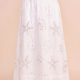 Coastal Eyelet Lace Midi Skirt
