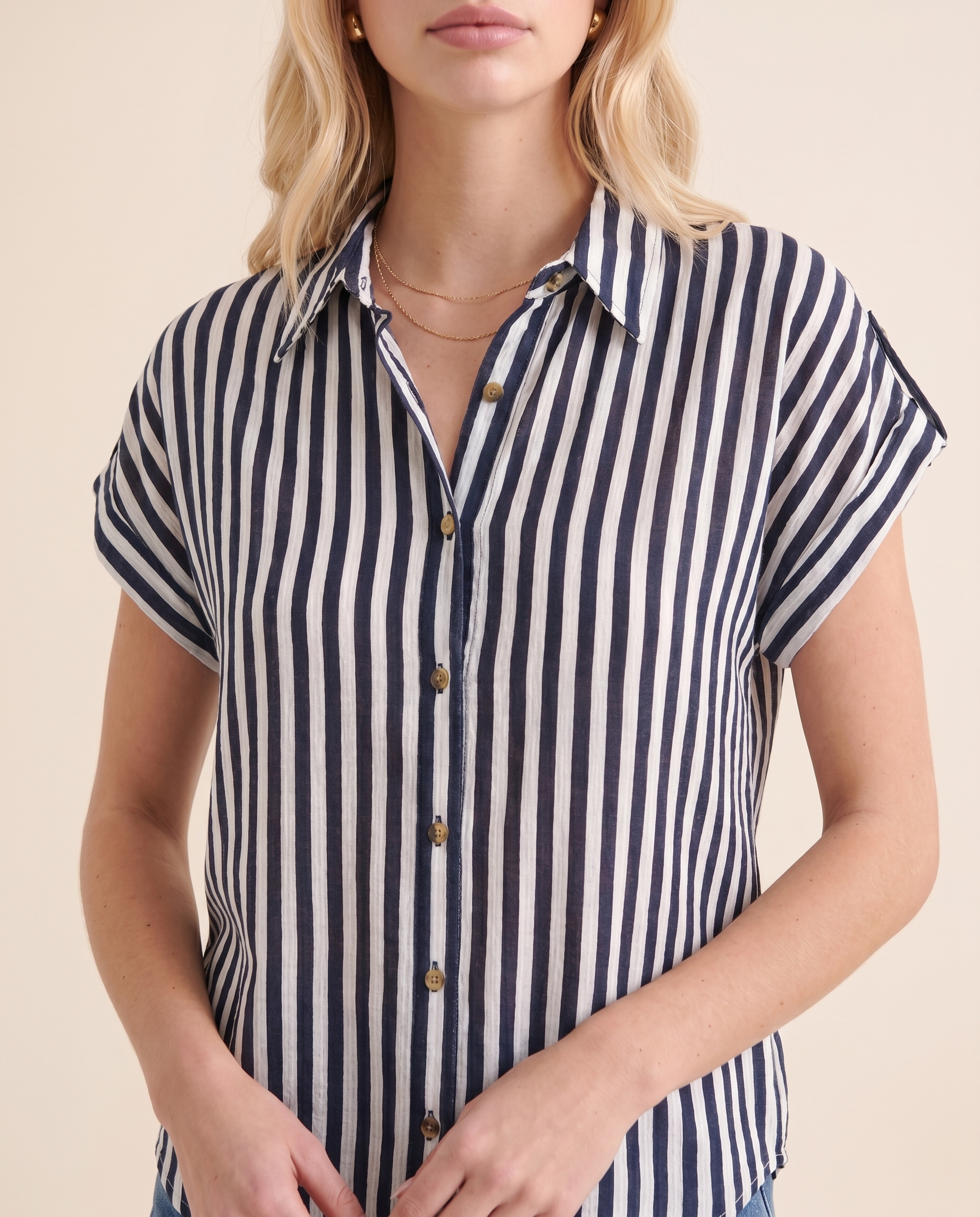 Coastal Stripe Button Top (detail view 4)