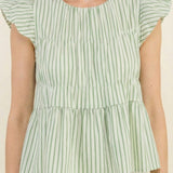 Coastal Stripe Ruffle Top