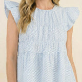 Coastal Stripe Ruffle Top