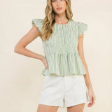 Coastal Stripe Ruffle Top
