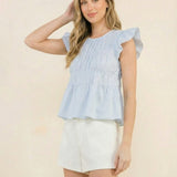 Coastal Stripe Ruffle Top