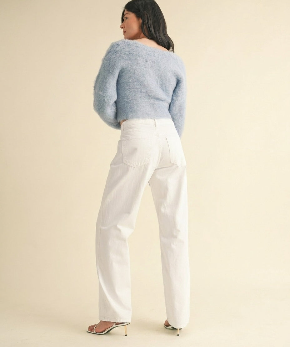 Coastal White Relaxed Straight Denim (detail view 2)
