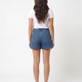 Coastal Pleated Denim Shorts