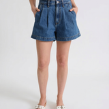 Coastal Pleated Denim Shorts