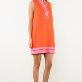 Contrast Trim Split Neck Dress (detail view 4)