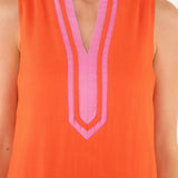 Contrast Trim Split Neck Dress (detail view 3)