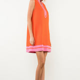 Contrast Trim Split Neck Dress (detail view 6)