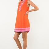 Contrast Trim Split Neck Dress (detail view 7)