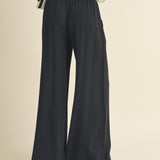 Linen Smocked Waist Pants With Tassel (detail view 3)