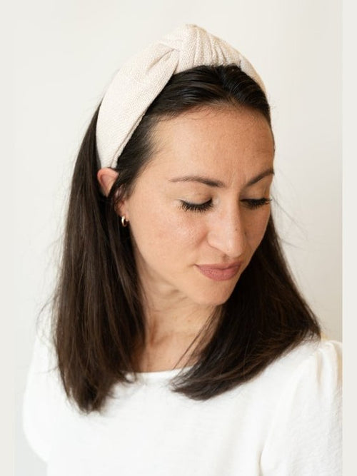 Cream Knotted Fabric Headband