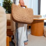 Wooden Handle Woven Purse (detail view 6)