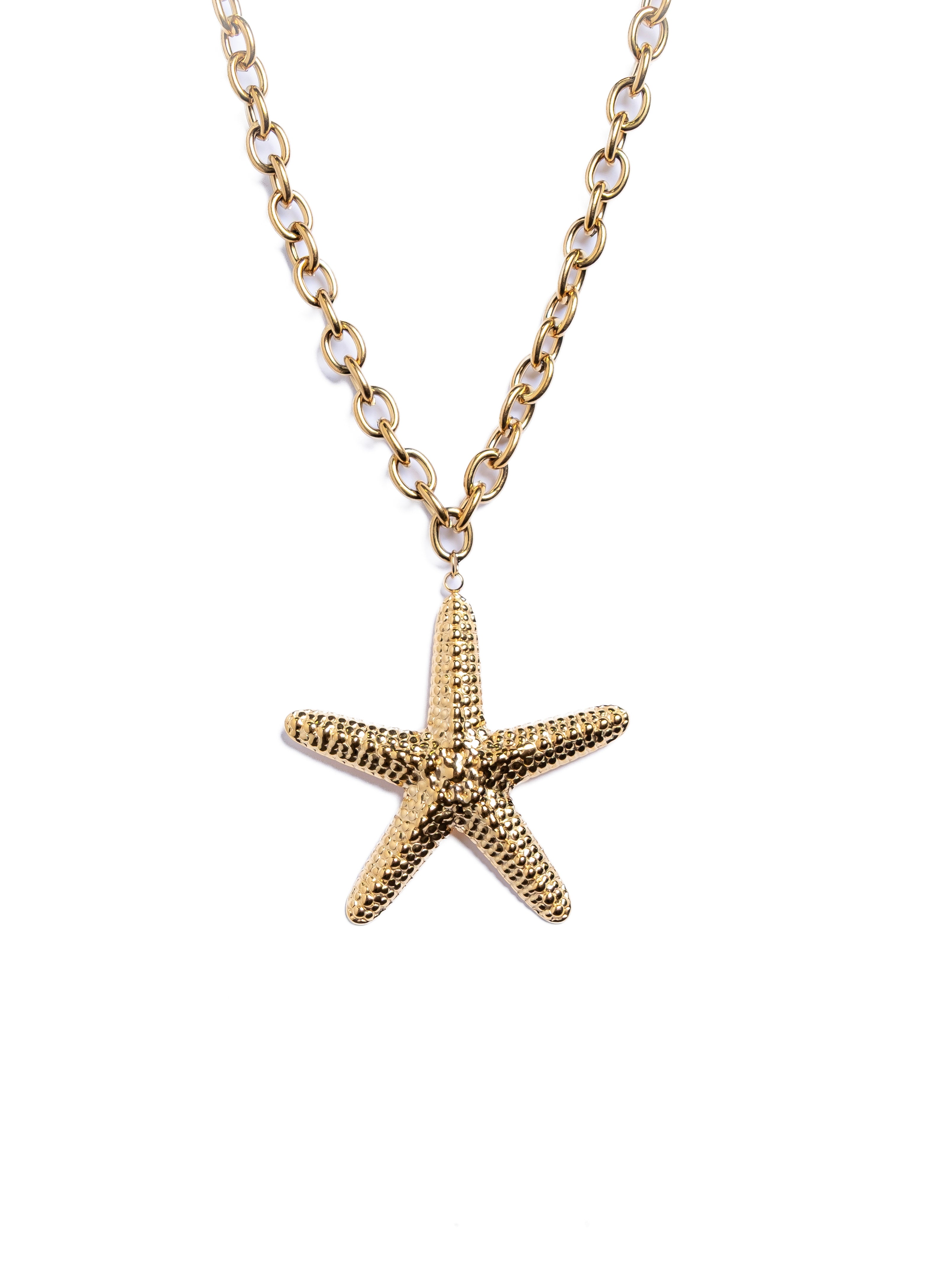 Waterproof Chunky Chain Starfish Necklace – Gold-Plated, Tarnish-Free & Hypoallergenic