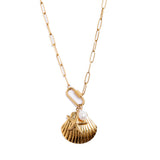 Waterproof Shell Charm Carabiner Necklace – Gold-Plated, Tarnish-Free & Hypoallergenic
