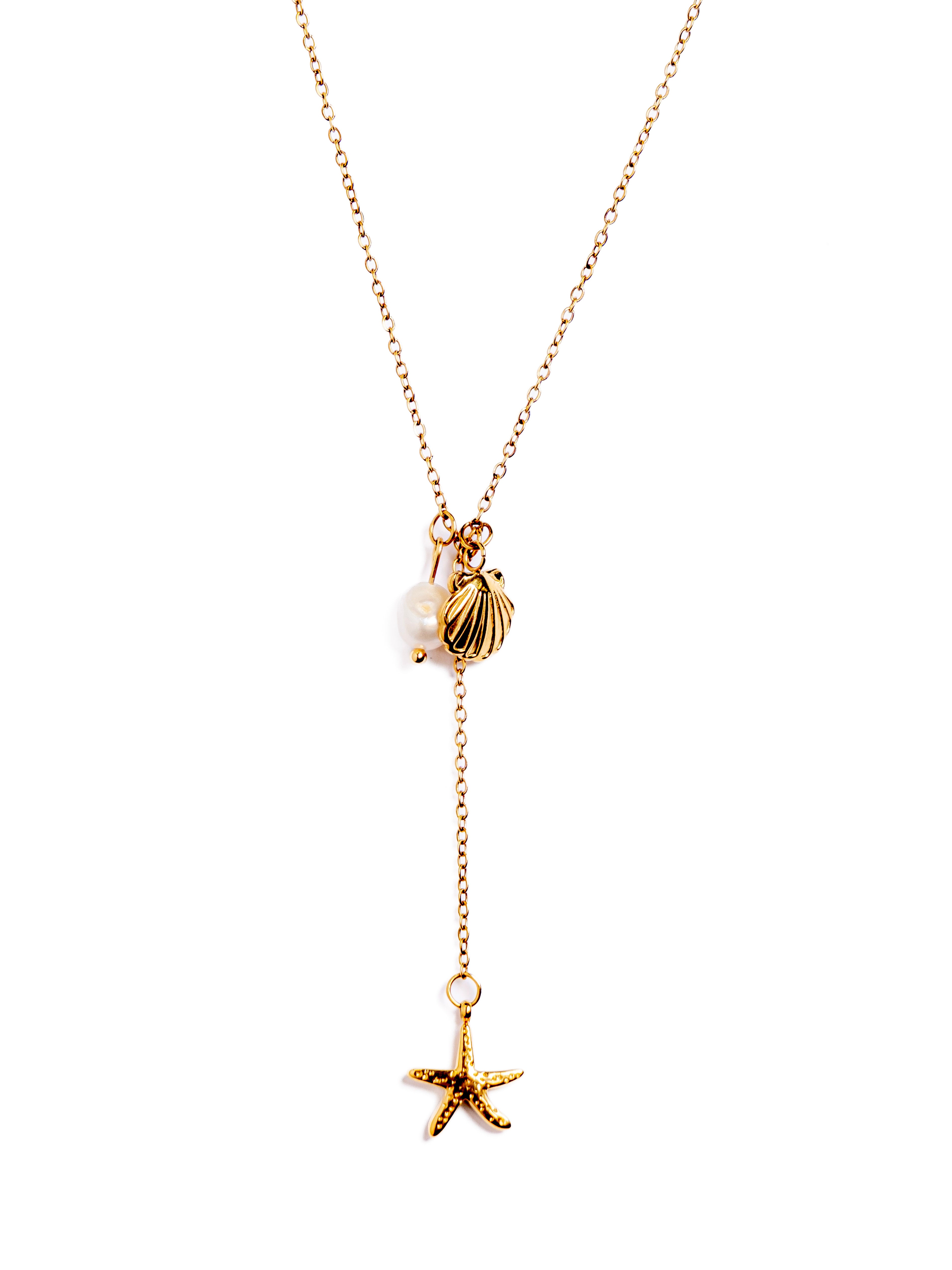 Waterproof Ocean Life Lariat Necklace – Gold-Plated, Tarnish-Free & Hypoallergenic
