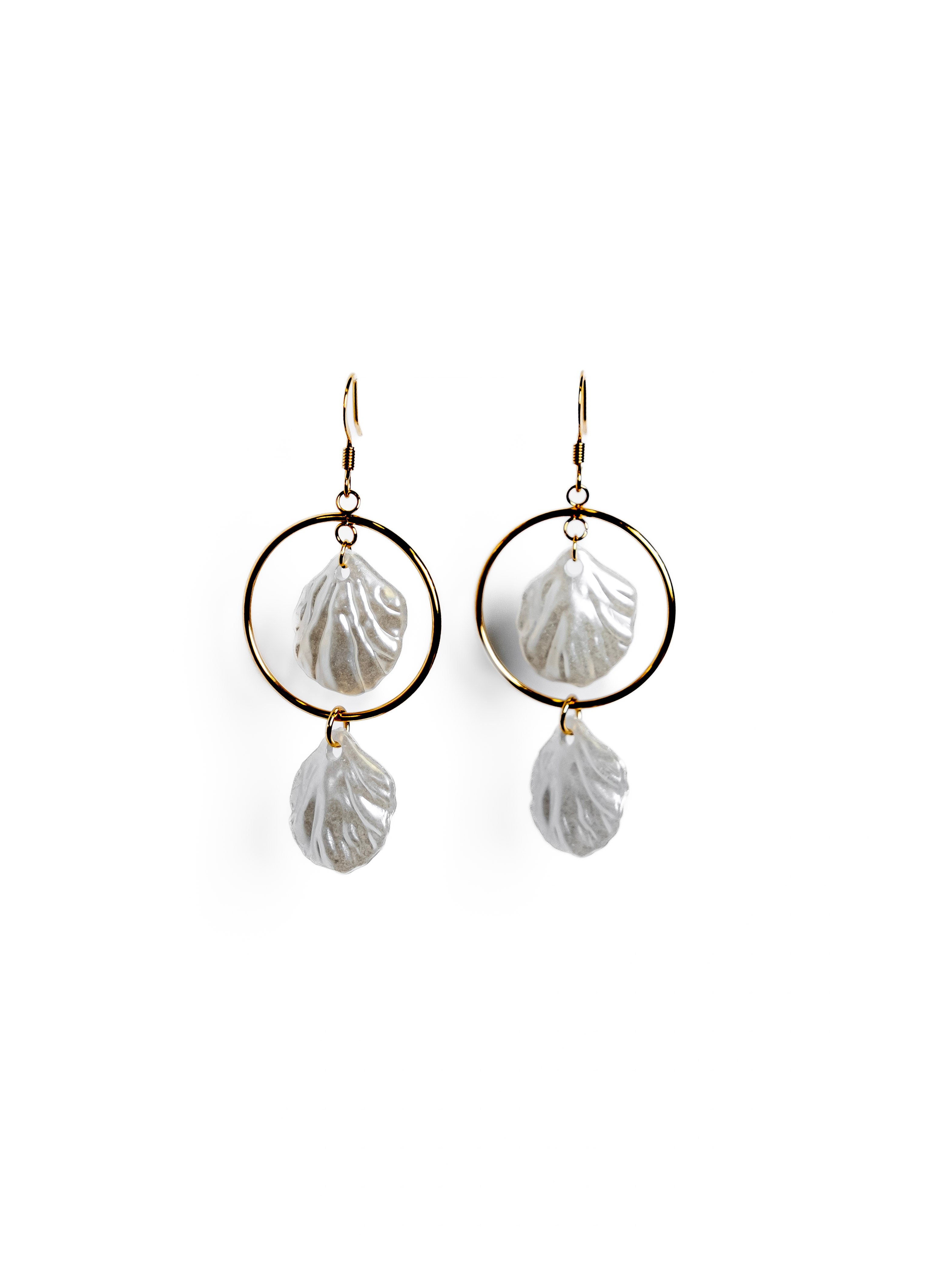 Waterproof Mother of Pearl Shell Dangle Earrings – Gold-Plated, Tarnish-Free & Hypoallergenic