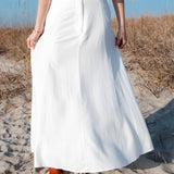 Pleated Cotton/Linen Blend Maxi Skirt