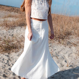 Pleated Cotton/Linen Blend Maxi Skirt