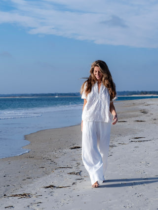 Short Sleeve Embroidery Detail Blouse