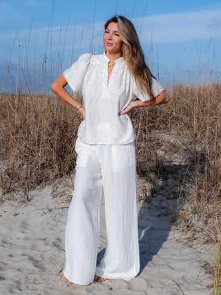 Short Sleeve Embroidery Detail Blouse