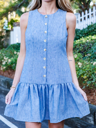 Sleeveless Button Down Denim Dress