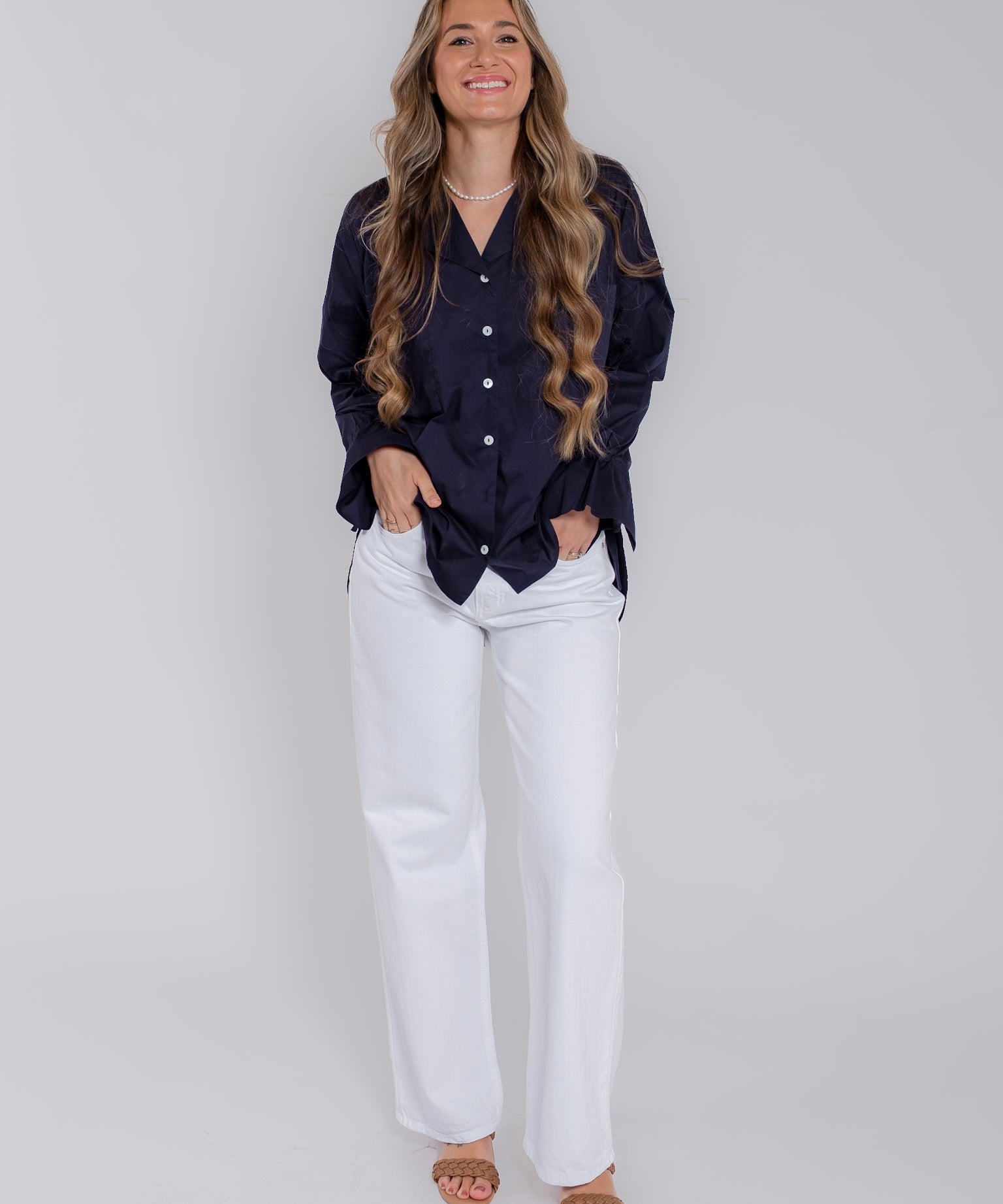 Bow Tie Detail Oversize Shirt (detail view 2)