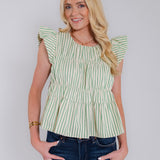 The Clover Coast Smocked Ruffle Sleeve Top