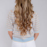 Coastal Checker Short Sleeve Sweater Top