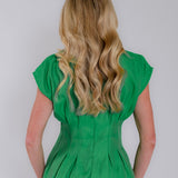 Emerald Sculpt Pintuck Short Sleeve Blouse