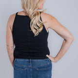 Apron-Neck Basic Ribbed Tank Top