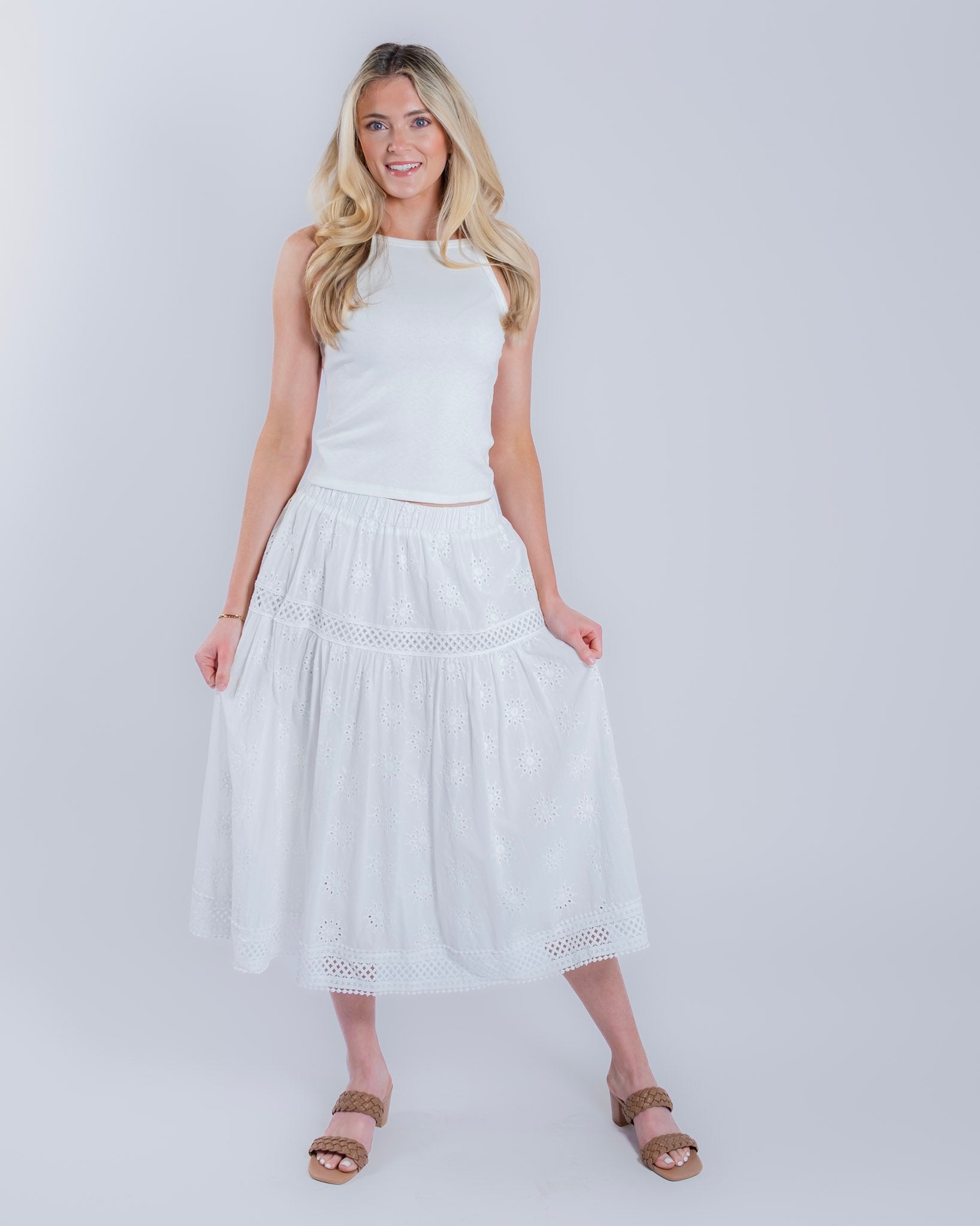 Apron-Neck Basic Ribbed Tank Top