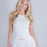 Apron-Neck Basic Ribbed Tank Top