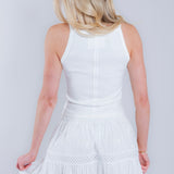 Apron-Neck Basic Ribbed Tank Top