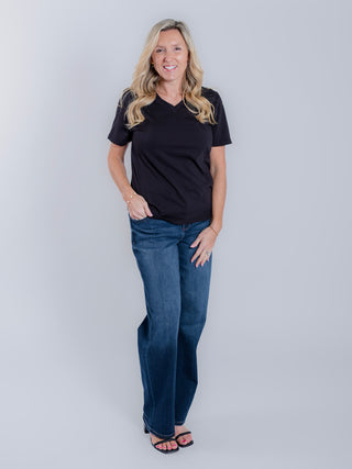 V-Neck Distressed Basic Tee