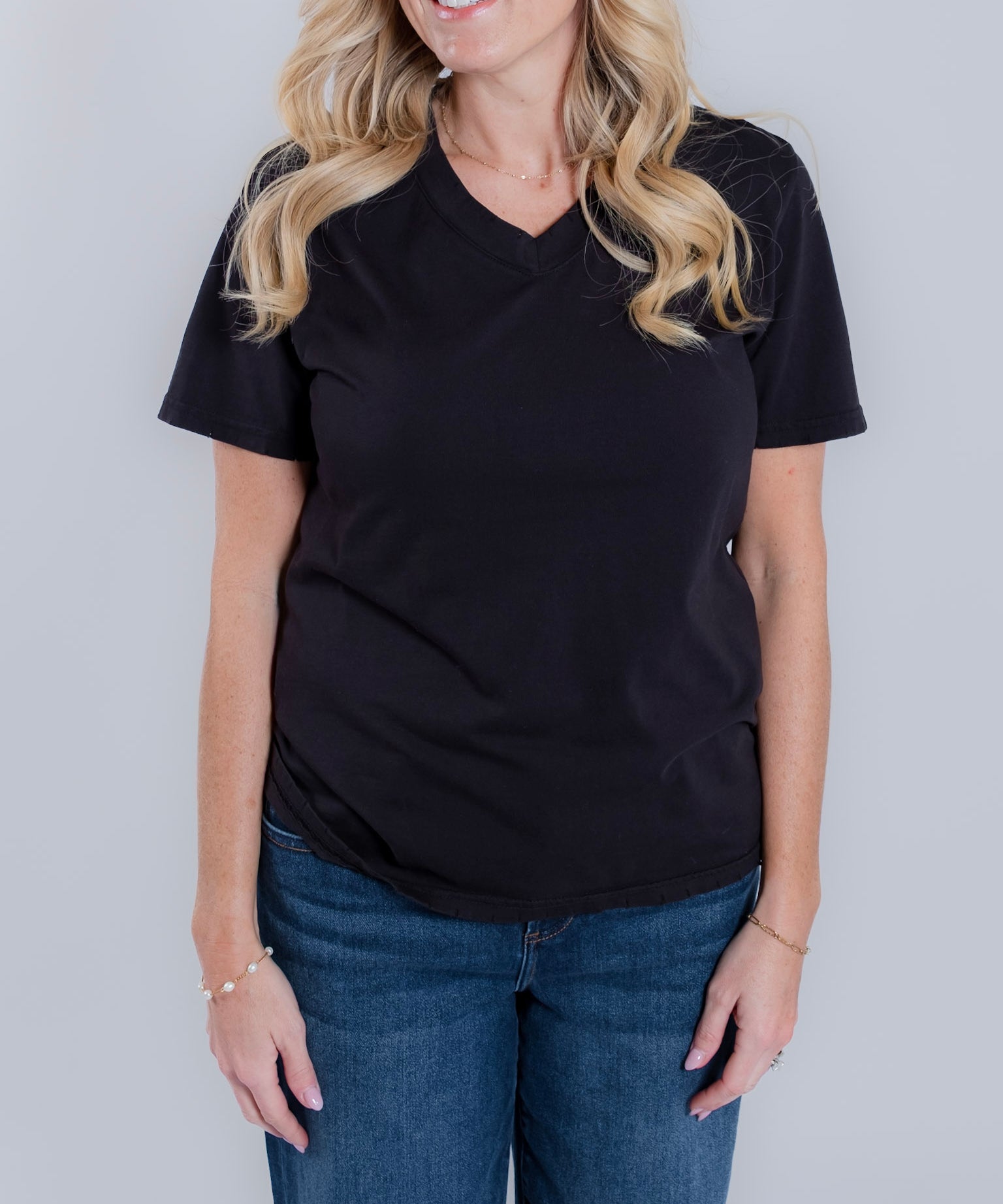 V-Neck Distressed Basic Tee