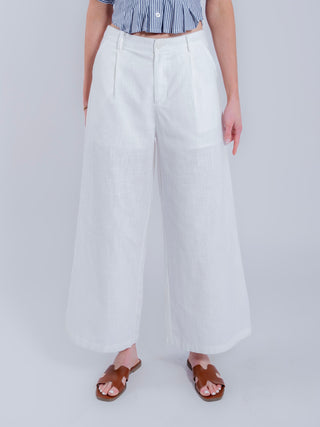 Pleated Linen Blend Trousers