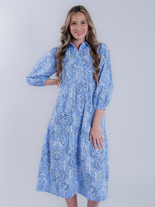 Floral Long Sleeve Midi Dress