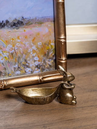 Pewter Rabbit Pulling Carrot Shaped Dish