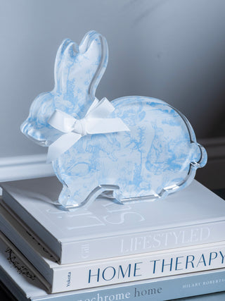 Laying Down Toile Acrylic Bunny Sitter