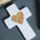 Ceramic and Gold Heart Cross (detail view 2)